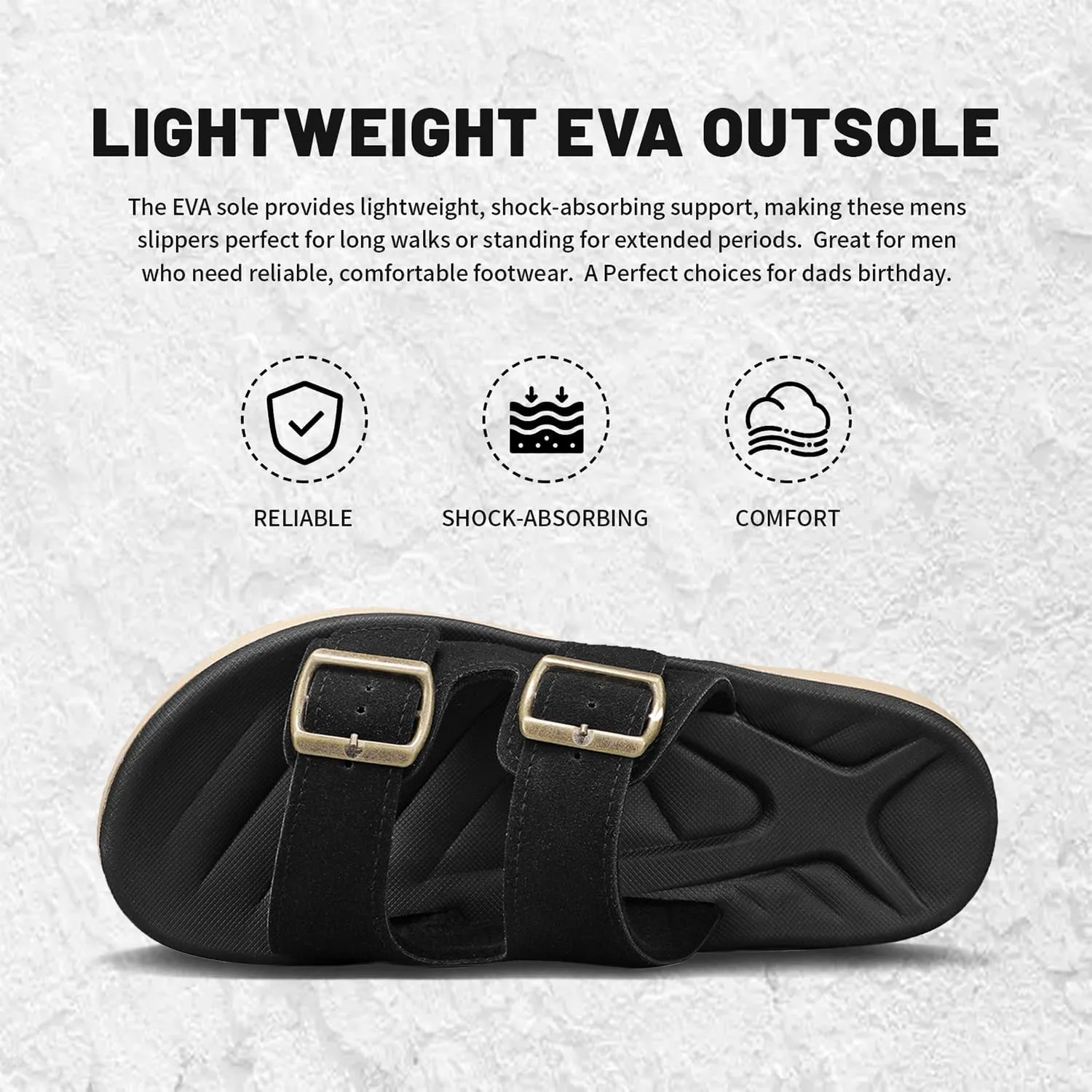 Mens Sandals Arch Support Comfortable Beach Slides with Adjustable Buckle Straps Slippers for Men