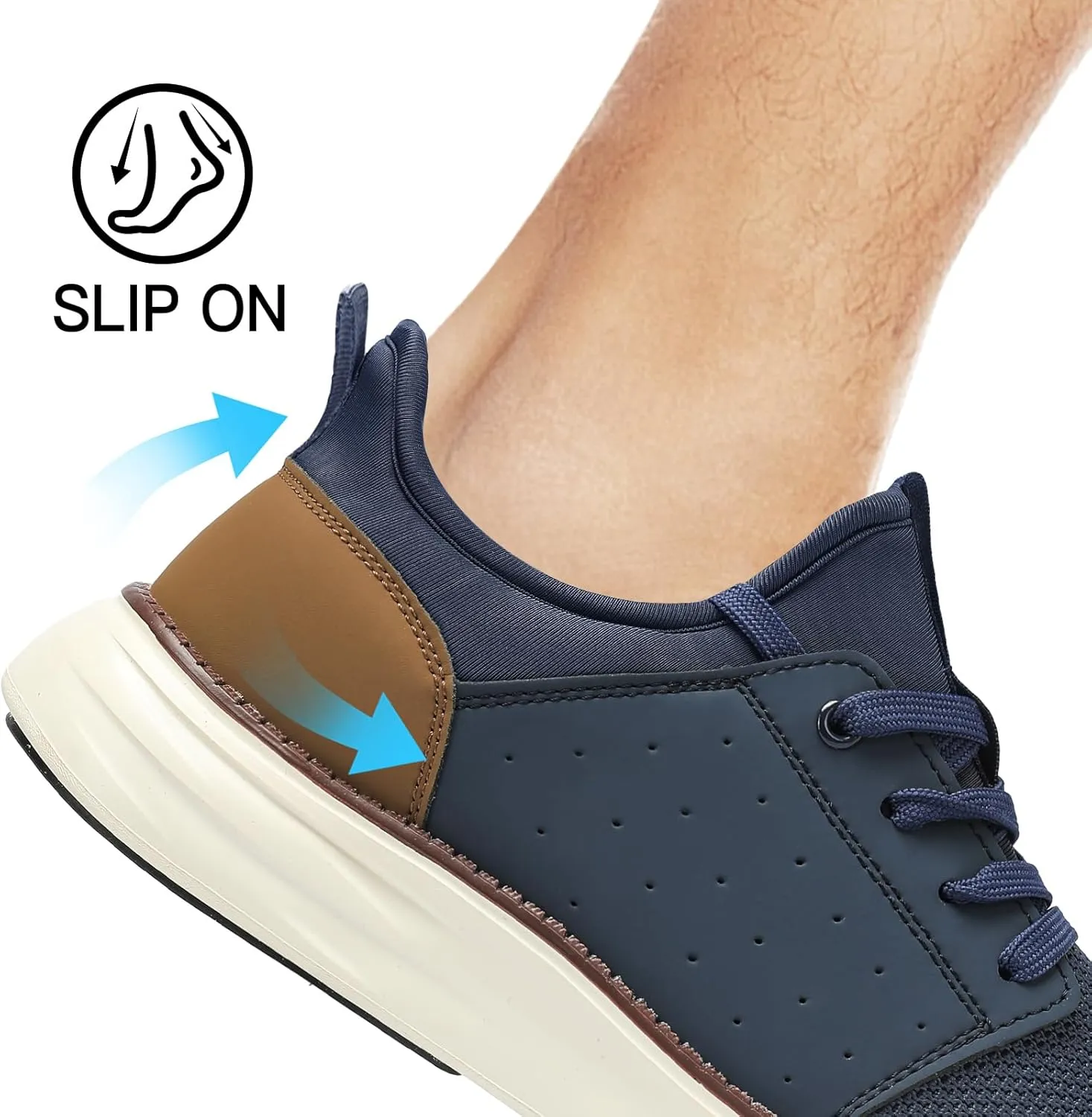 Men's Slip On Casual Fashion Shoes Hands Free Dress Sneakers Comfortable Lightweight Walking Shoes