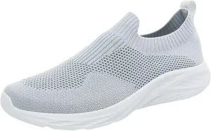 Men's Slip On Sock Shoes Breathable Elastic Knit Sneakers Lightweight Cushion Walking Shoes Non Slip Elderly Shoe