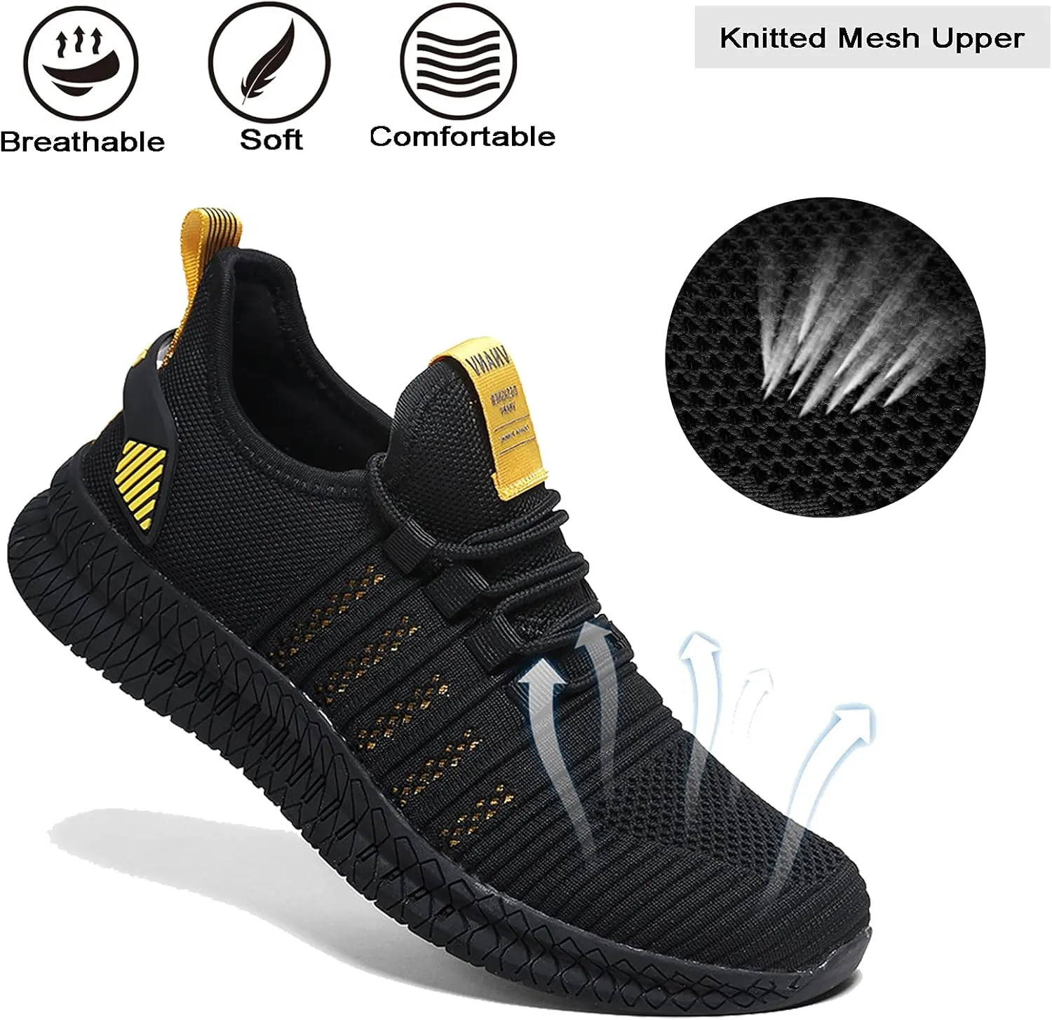 Mens Slip On Walking Shoes Lightweight Breathable Non Slip Running Comfortable Gym Tennis Athletic Fashion Sneakers Men