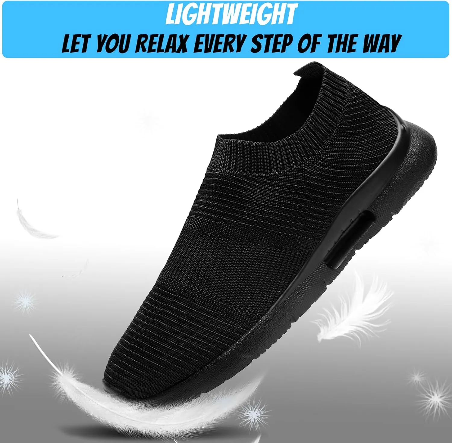 Mens Slip On Walking Shoes Mens Running Shoes Mesh Breathable Tennis Sneakers