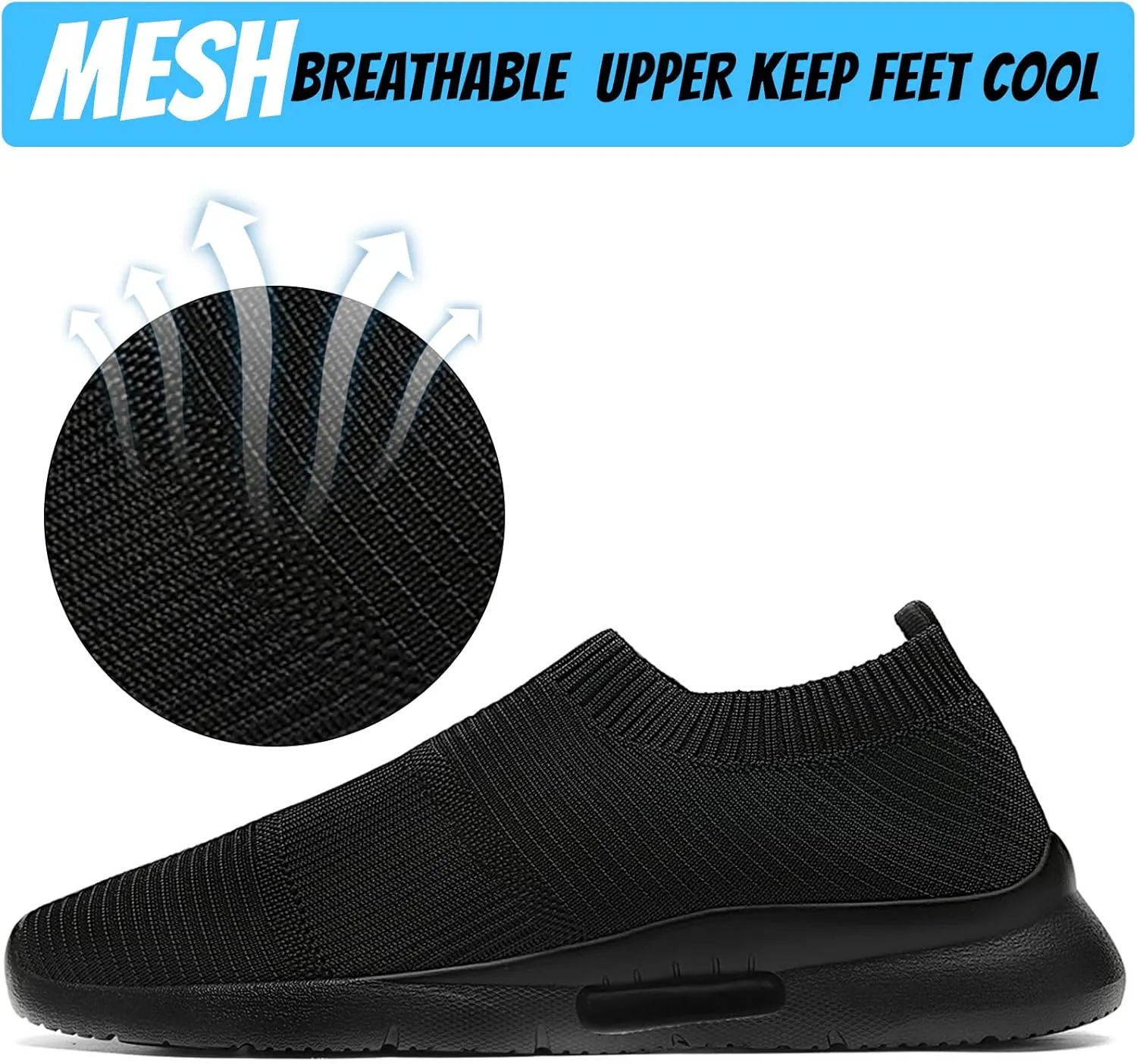 Mens Slip On Walking Shoes Mens Running Shoes Mesh Breathable Tennis Sneakers