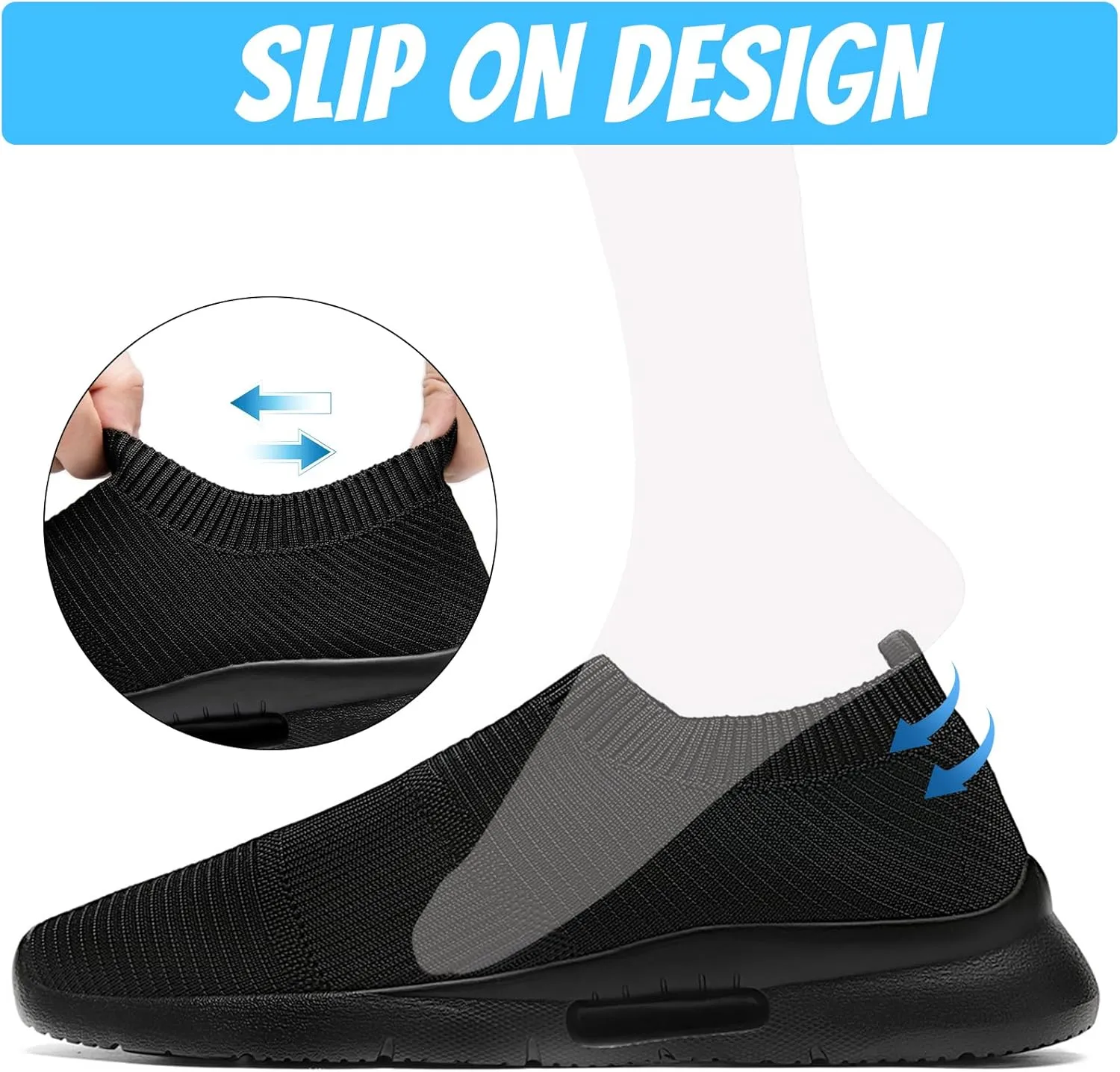 Mens Slip On Walking Shoes Mens Running Shoes Mesh Breathable Tennis Sneakers