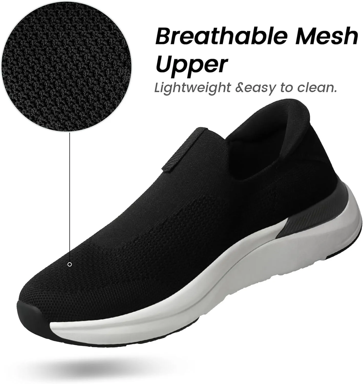 Mens Slip On Walking Shoes Running Tennis Shoes for Athletic Workout Gym Casual Non Slip Training Sneakers Breathable Knit Upper Indoor Outdoor