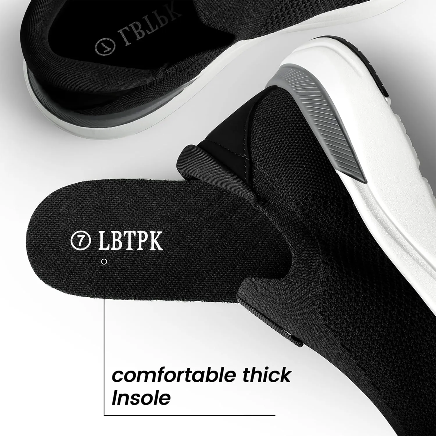 Mens Slip On Walking Shoes Running Tennis Shoes for Athletic Workout Gym Casual Non Slip Training Sneakers Breathable Knit Upper Indoor Outdoor