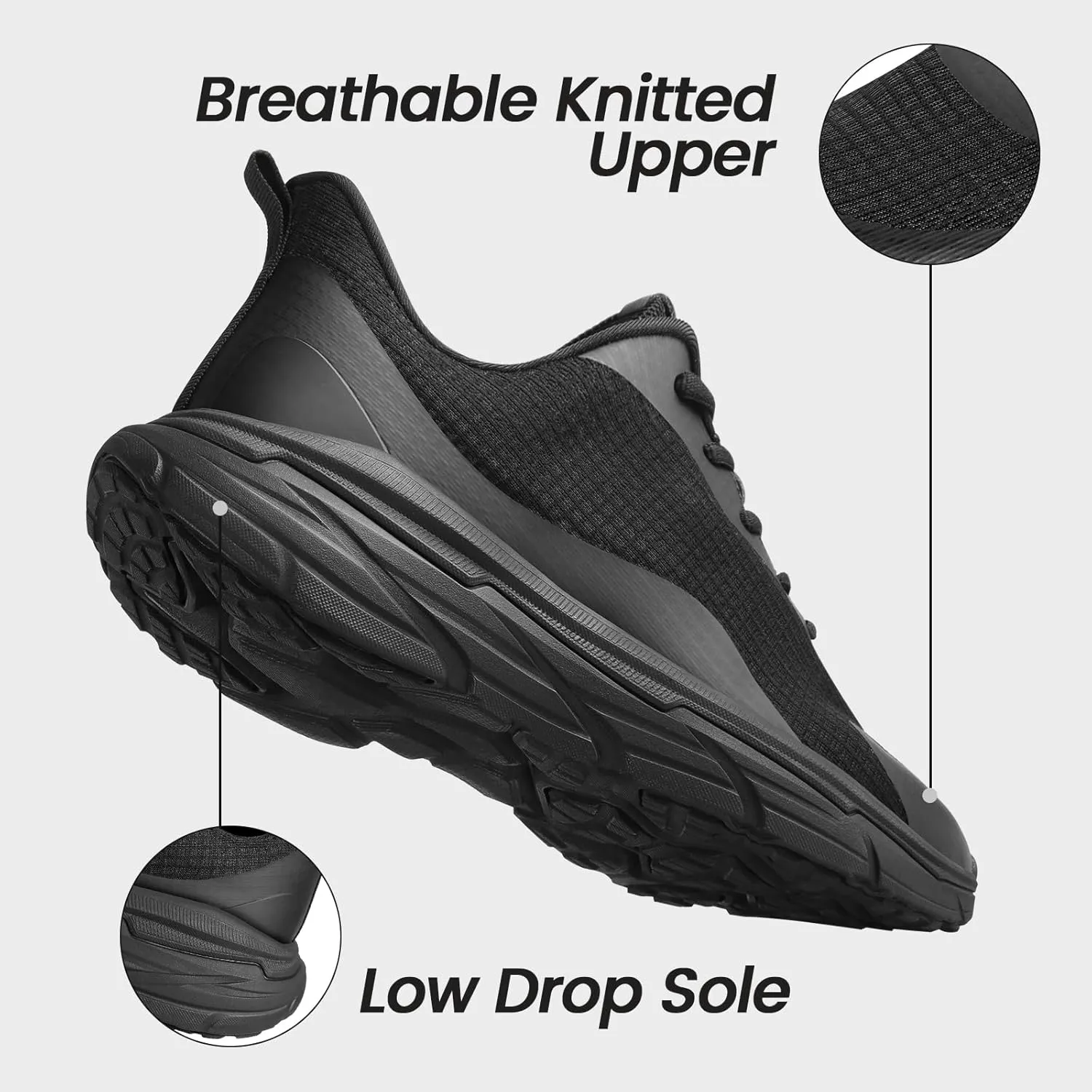 Mens Slip On Walking Shoes Running Tennis Shoes for Athletic Workout Gym Casual Non Slip Training Sneakers Breathable Knit Upper Indoor Outdoor