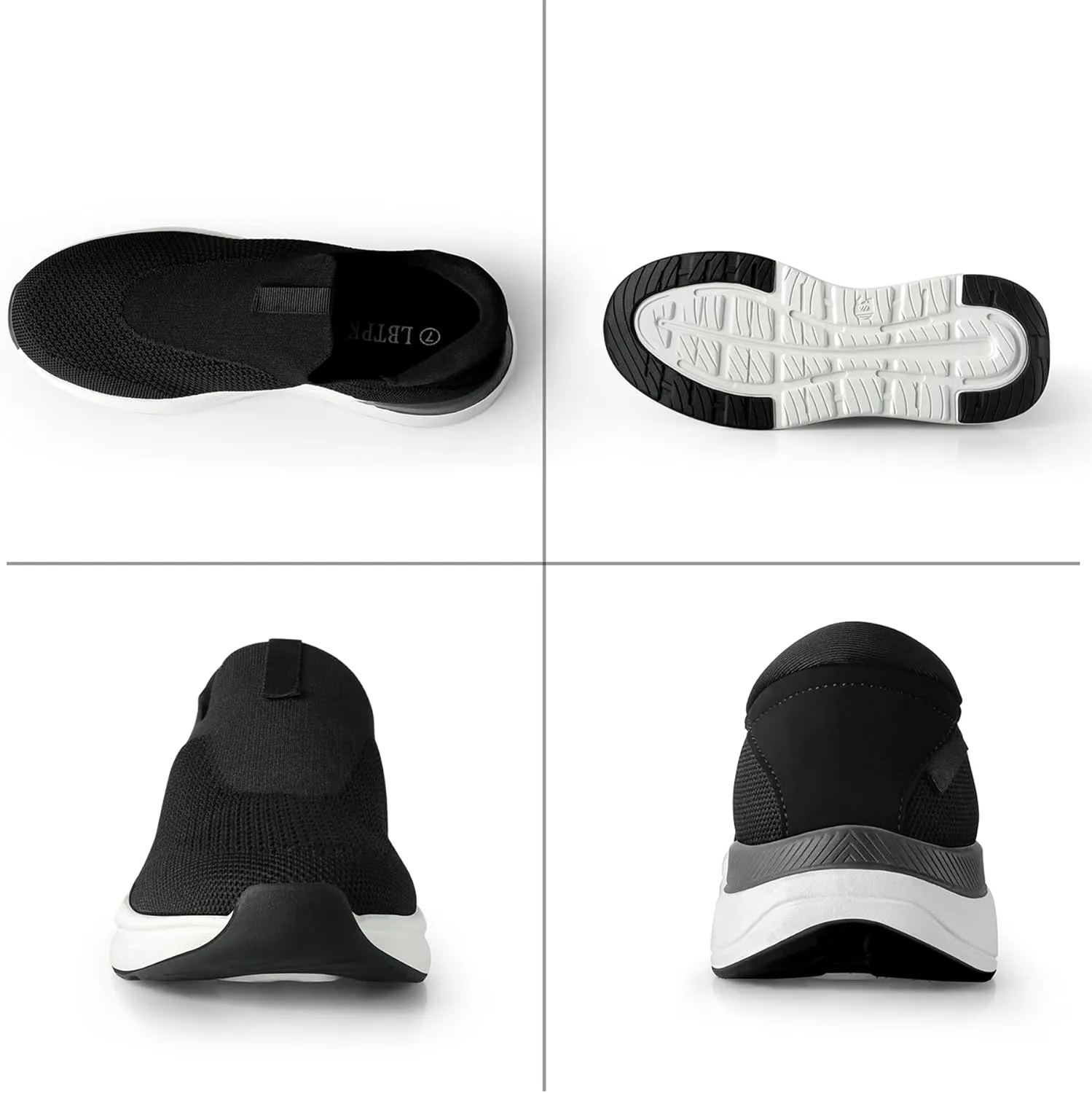 Mens Slip On Walking Shoes Running Tennis Shoes for Athletic Workout Gym Casual Non Slip Training Sneakers Breathable Knit Upper Indoor Outdoor