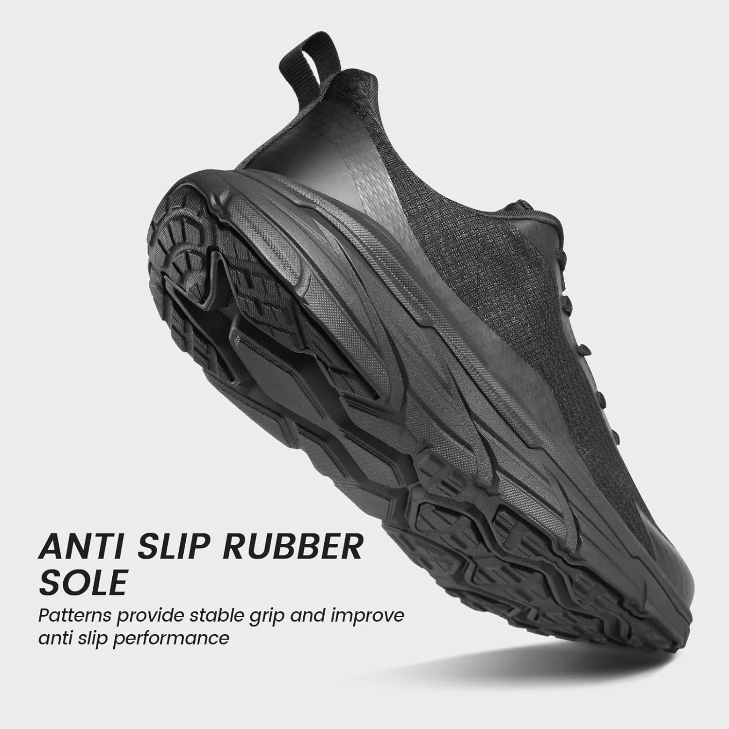 Mens Slip On Walking Shoes Running Tennis Shoes for Athletic Workout Gym Casual Non Slip Training Sneakers Breathable Knit Upper Indoor Outdoor