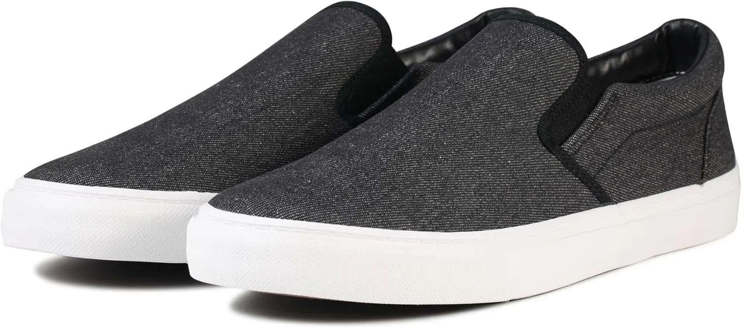 Men's Sneakers Classic Low Top Slip On Shoes Wide Canvas Skate Loafers Sneakers with Soft Insole Causal Dress Shoes for Men Comfortable Walking Shoes Slip on Sneakers for Men