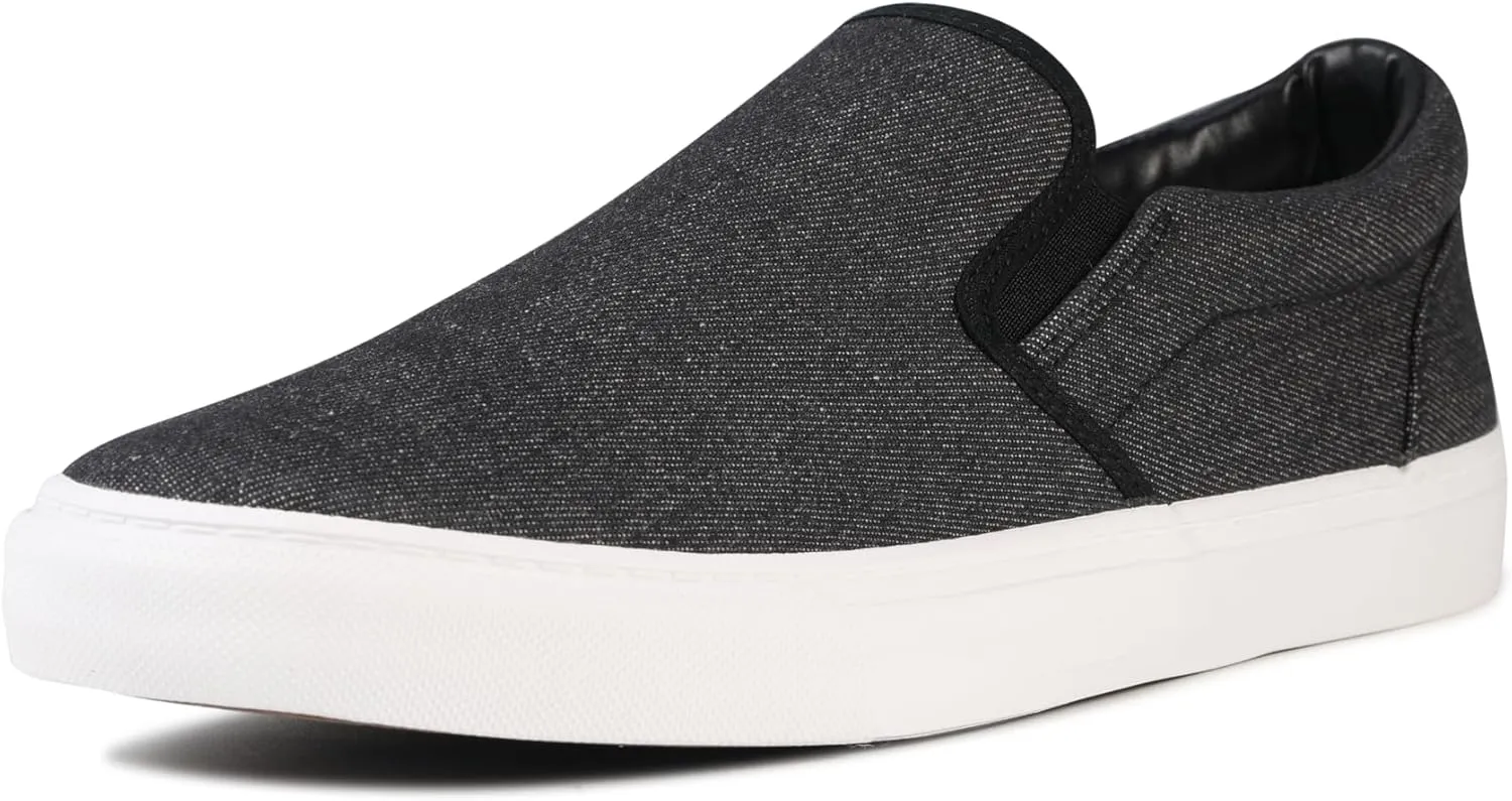 Men's Sneakers Classic Low Top Slip On Shoes Wide Canvas Skate Loafers Sneakers with Soft Insole Causal Dress Shoes for Men Comfortable Walking Shoes Slip on Sneakers for Men