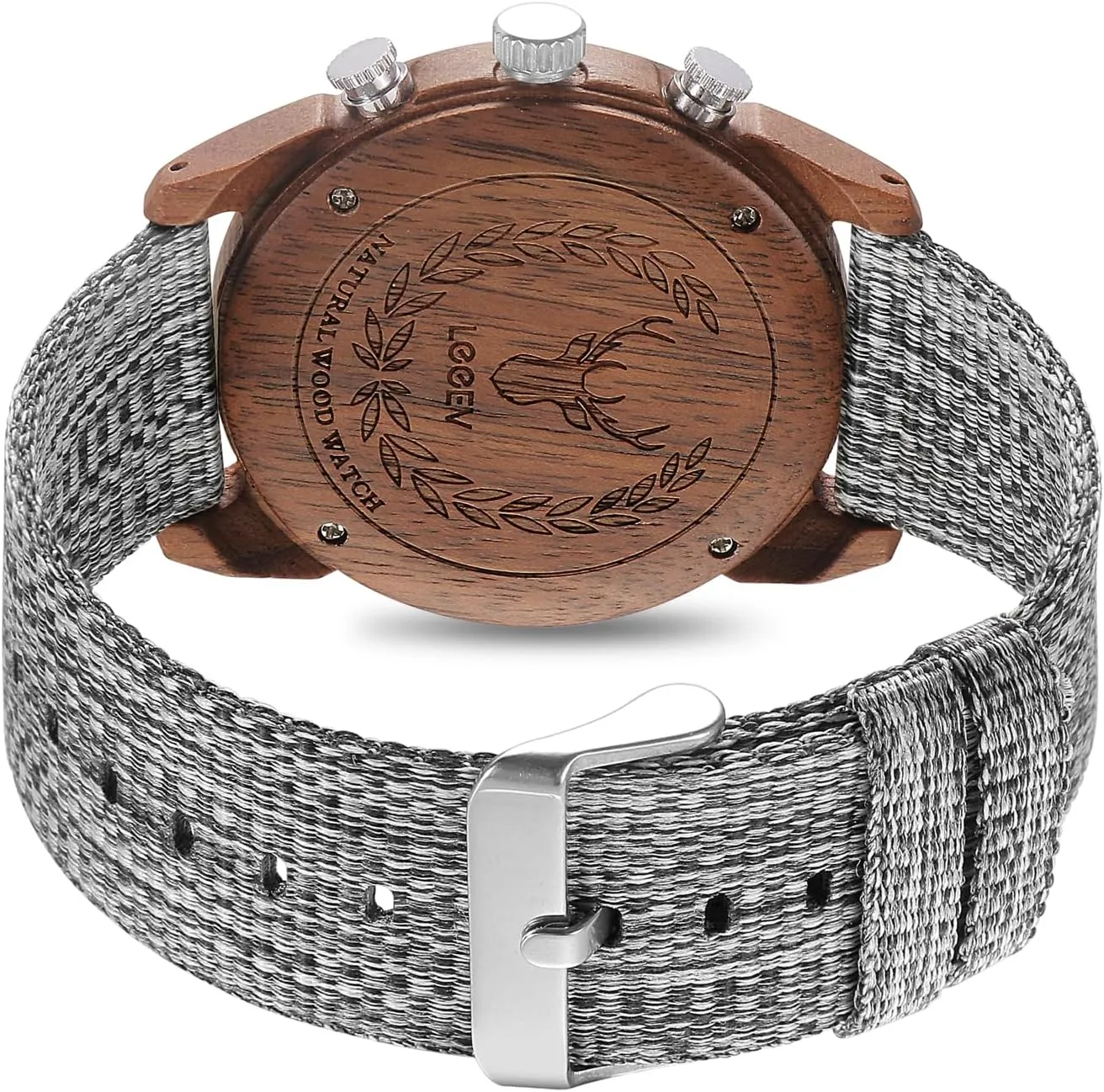 Men's Sport Design Wooden Watch, Handmade Light Luminous Multifunctional Date Display Chronograph Military Quartz Bamboo Wood Wristwatch