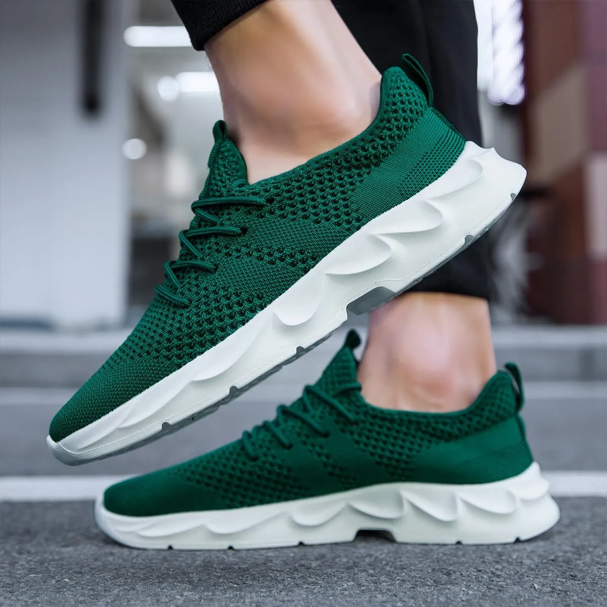 Mens Walking Running Shoes Slip On Sneakers Non Slip Workout Tennis Athletic Casual Lightweight Breathable Mesh Shoes