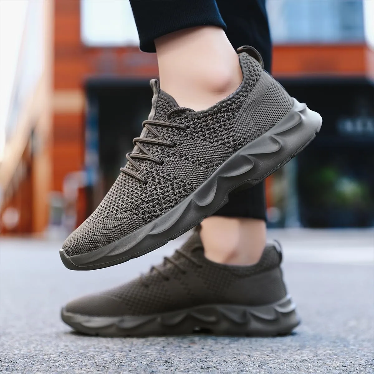 Mens Walking Running Shoes Slip On Sneakers Non Slip Workout Tennis Athletic Casual Lightweight Breathable Mesh Shoes