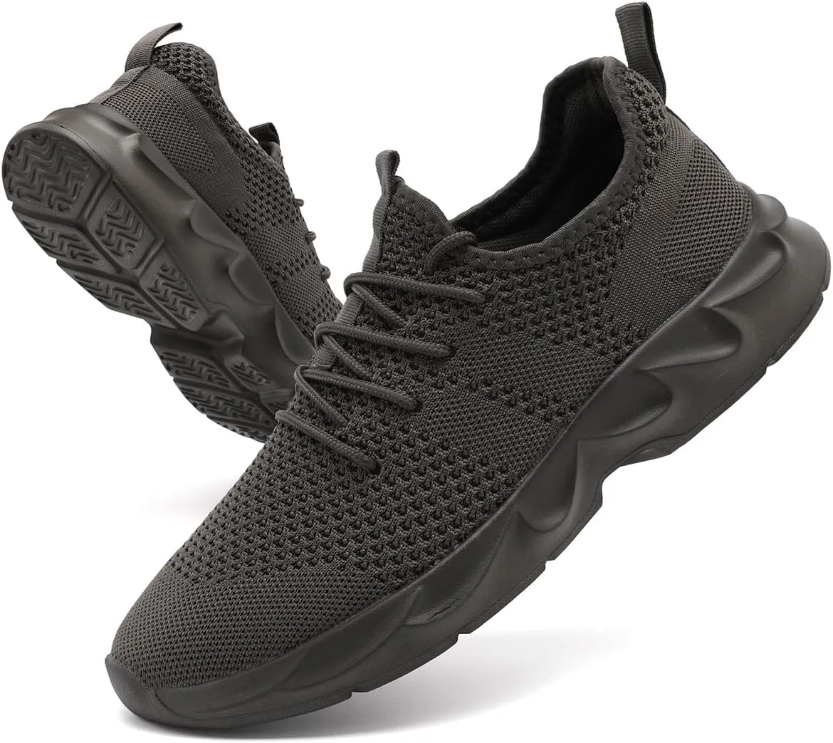 Mens Walking Running Shoes Slip On Sneakers Non Slip Workout Tennis Athletic Casual Lightweight Breathable Mesh Shoes