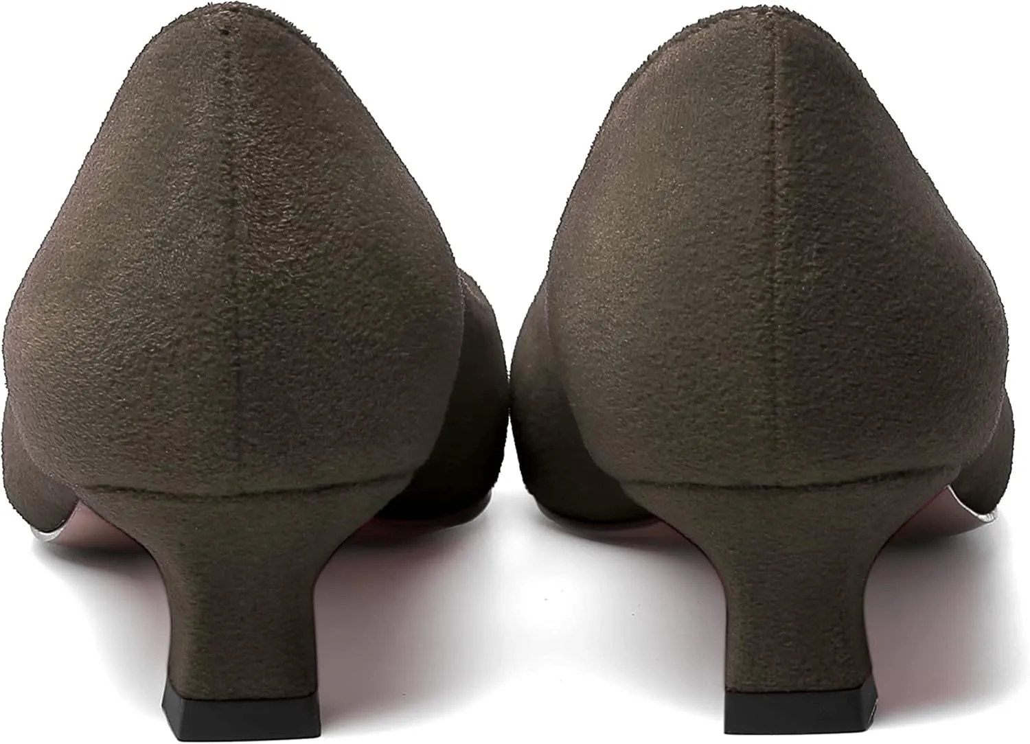 MERRORI Womens Slip On Suede Round Toe Dress Shoes Solid Casual Office Kitten Low Heel Pumps Shoes 1.5 Inch