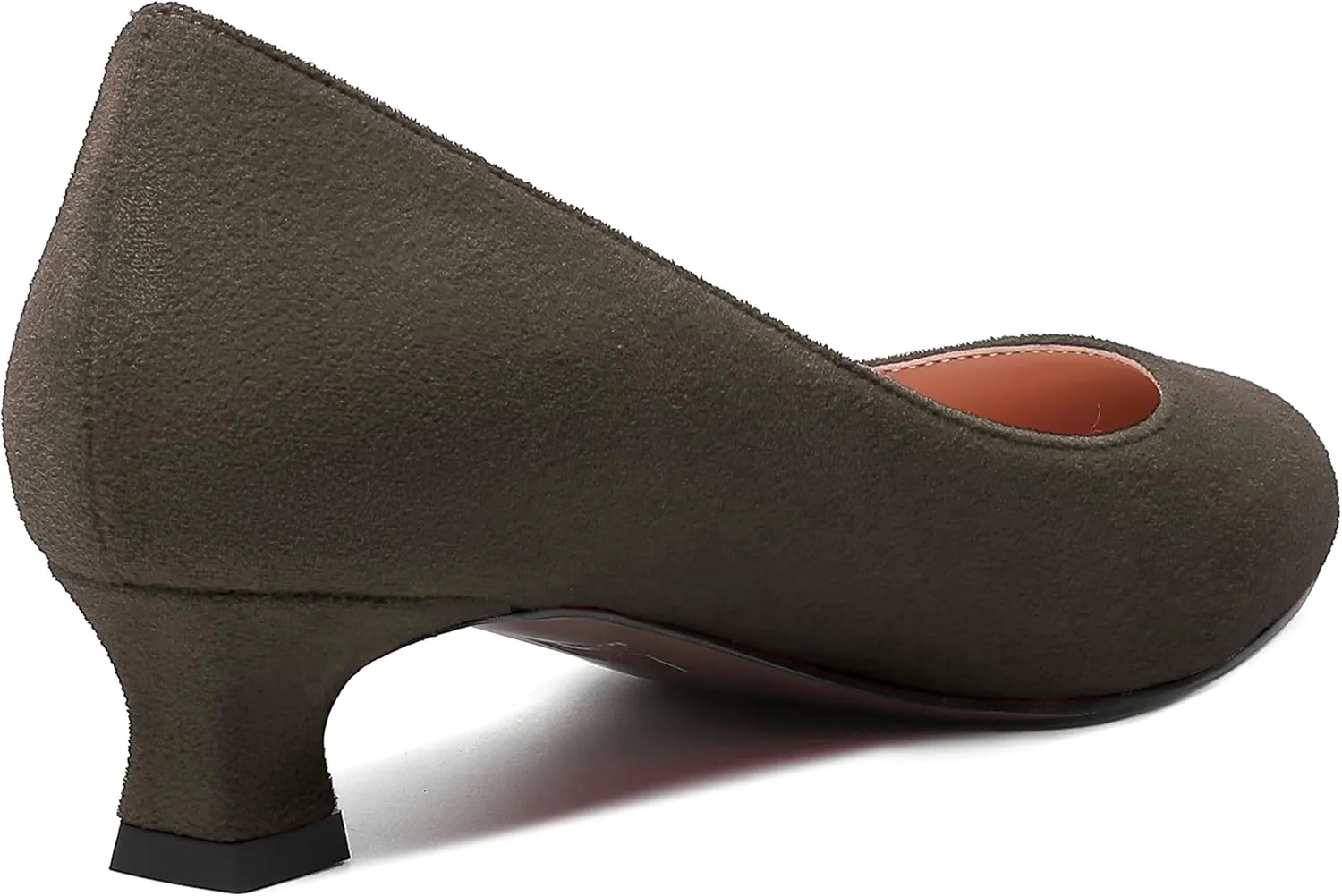 MERRORI Womens Slip On Suede Round Toe Dress Shoes Solid Casual Office Kitten Low Heel Pumps Shoes 1.5 Inch