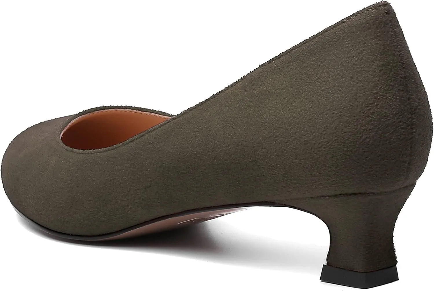 MERRORI Womens Slip On Suede Round Toe Dress Shoes Solid Casual Office Kitten Low Heel Pumps Shoes 1.5 Inch