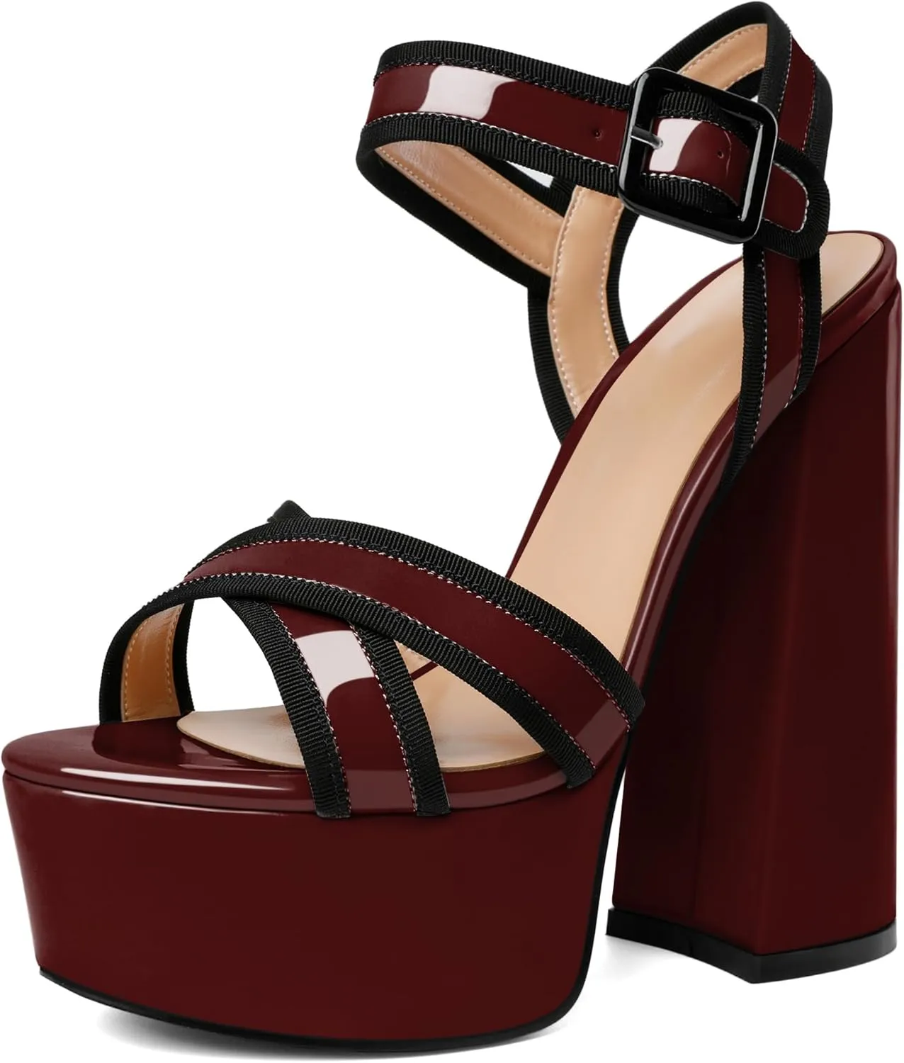 Mettesally Women's Chunky Platform Heels Open Toe Ankle Strap Block Heel Sandals Party Summer Shoes