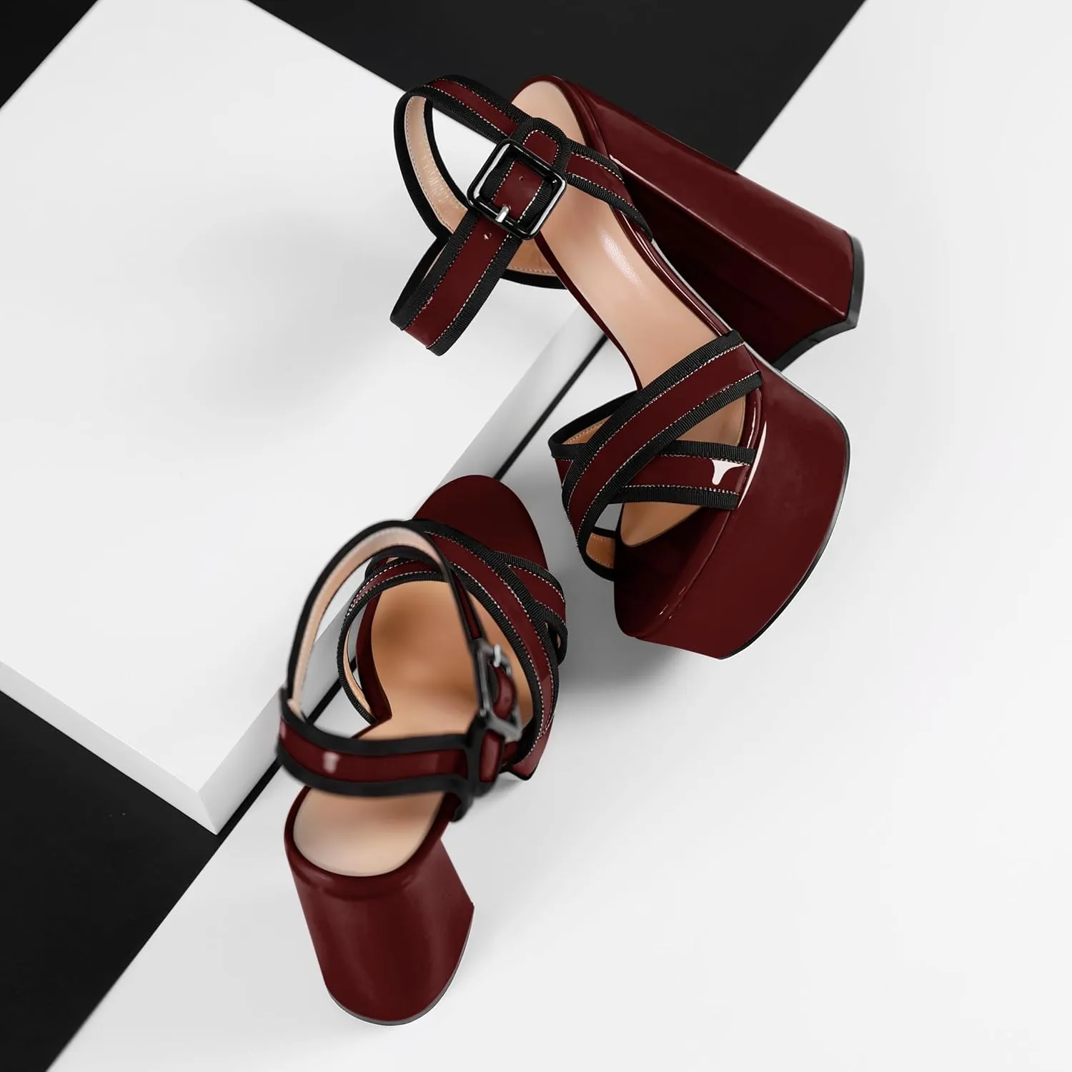 Mettesally Women's Chunky Platform Heels Open Toe Ankle Strap Block Heel Sandals Party Summer Shoes