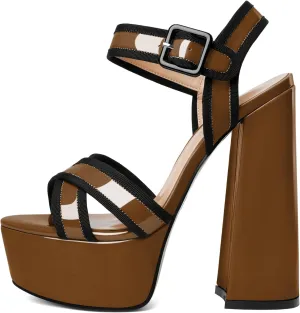 Mettesally Women's Chunky Platform Heels Open Toe Ankle Strap Block Heel Sandals Party Summer Shoes