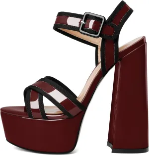 Mettesally Women's Chunky Platform Heels Open Toe Ankle Strap Block Heel Sandals Party Summer Shoes