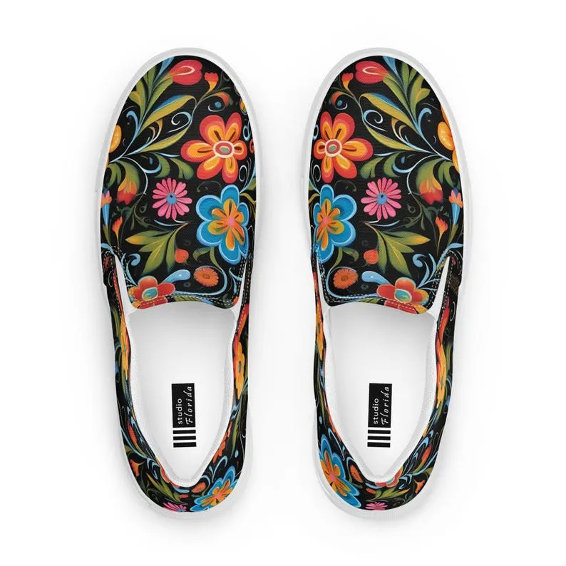 Mexican Tole Flowers Women’s Slip-on Canvas Shoes