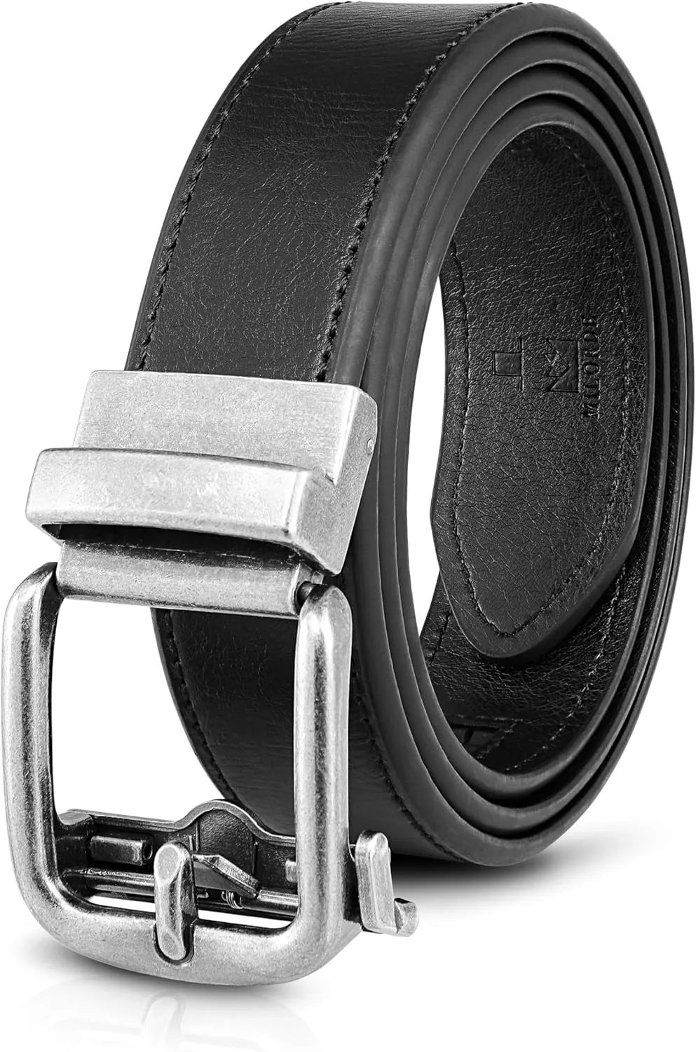 MILORDE Men's Ratchet Leather Belt for Casual Golf Dress Pants Shirts, Adjustable Fit, Comfortable and Easy To Use （35mm）