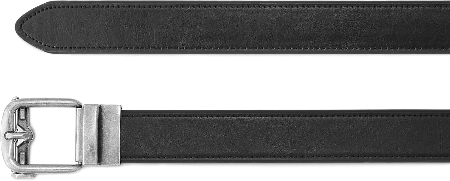MILORDE Men's Ratchet Leather Belt for Casual Golf Dress Pants Shirts, Adjustable Fit, Comfortable and Easy To Use （35mm）