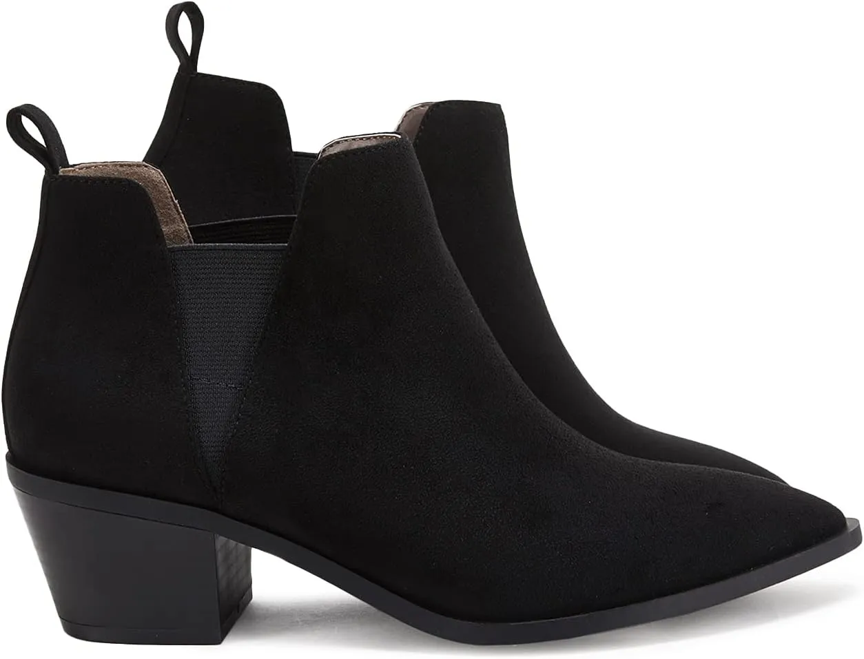Minshluu Booties for Women Stacked Chunky Heel Ankle Boots Slip on Western Low Heel Chelsea Boots