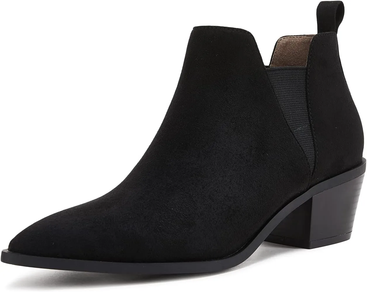 Minshluu Booties for Women Stacked Chunky Heel Ankle Boots Slip on Western Low Heel Chelsea Boots