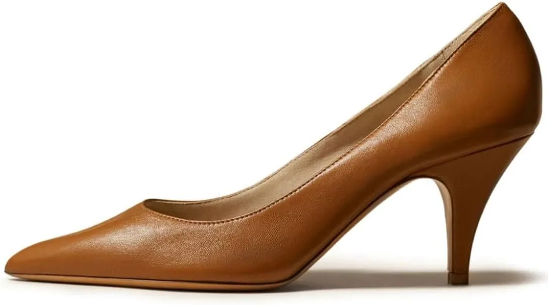 miss left Women Classic Closed Pointed Toe Pumps Slip On Solid Low Cone Heels Versatile Dressy Office Party Date Shoes Size 4-16 US