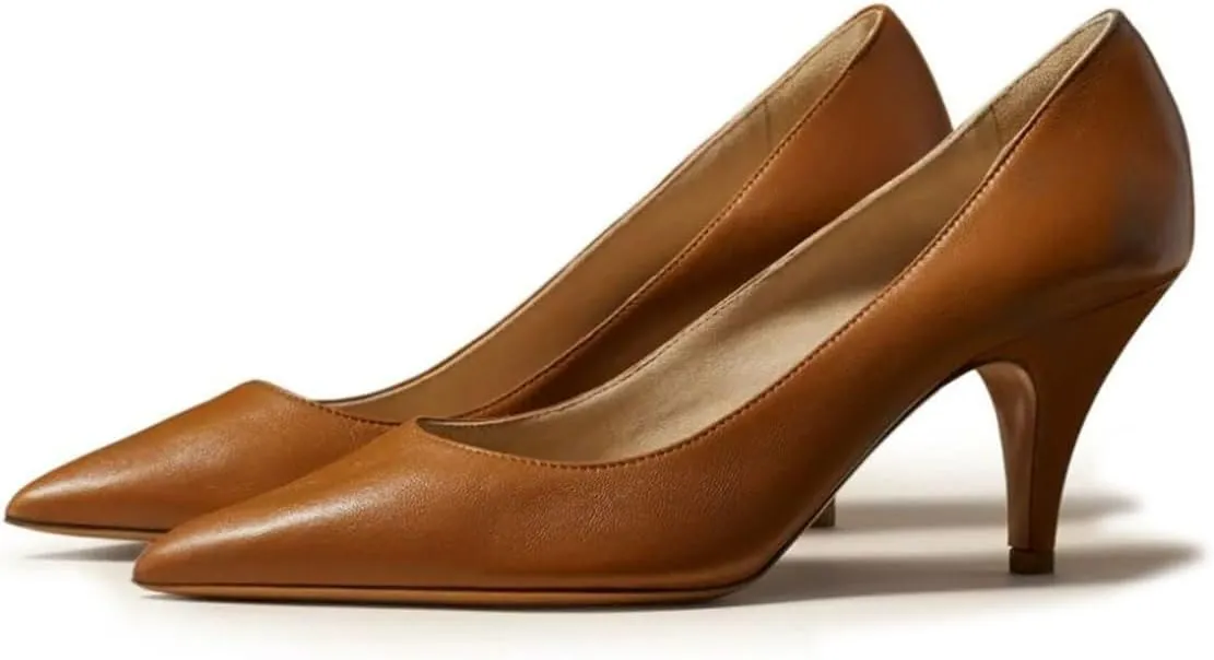 miss left Women Classic Closed Pointed Toe Pumps Slip On Solid Low Cone Heels Versatile Dressy Office Party Date Shoes Size 4-16 US