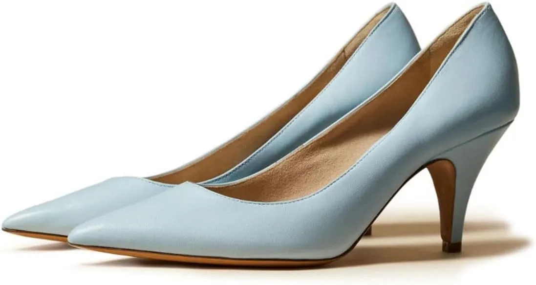 miss left Women Classic Closed Pointed Toe Pumps Slip On Solid Low Cone Heels Versatile Dressy Office Party Date Shoes Size 4-16 US