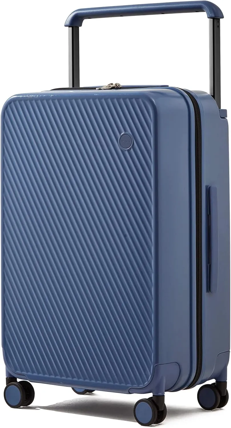 mixi Carry On Luggage Airline Approved 20'' Lightweight Luggage Wide Handle PC Hardshell Suitcases with Spinner Wheels & TSA Lock, Sapphire Blue
