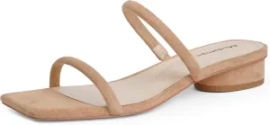 Modatope Square Open Toe Heeled Sandals Women Two Strap Chunky Heel Sandals for Women Low Block Heel Sandal Dressy