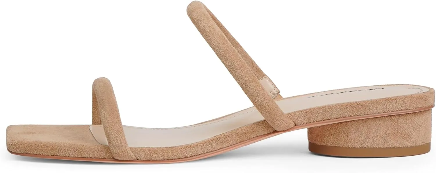 Modatope Square Open Toe Heeled Sandals Women Two Strap Chunky Heel Sandals for Women Low Block Heel Sandal Dressy