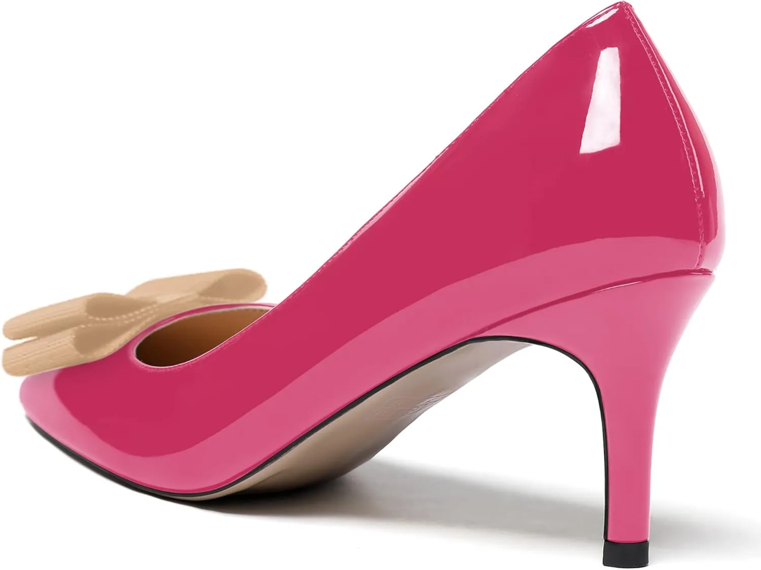 MODENCOCO Women's Pointed Toe Dress Bridal Bow Tie Bow Slip On Patent Stiletto Mid Heel Pumps Shoes 2.5 Inch