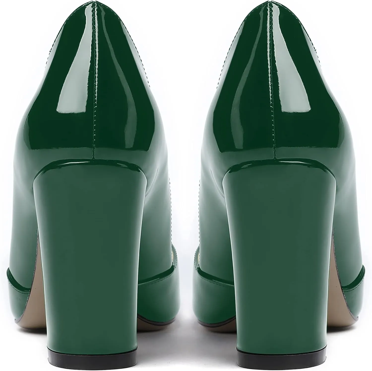 MODENCOCO Women's Pointed Toe Slip On Patent Cut Out Block High Heel Pumps Shoes 3.5 Inch