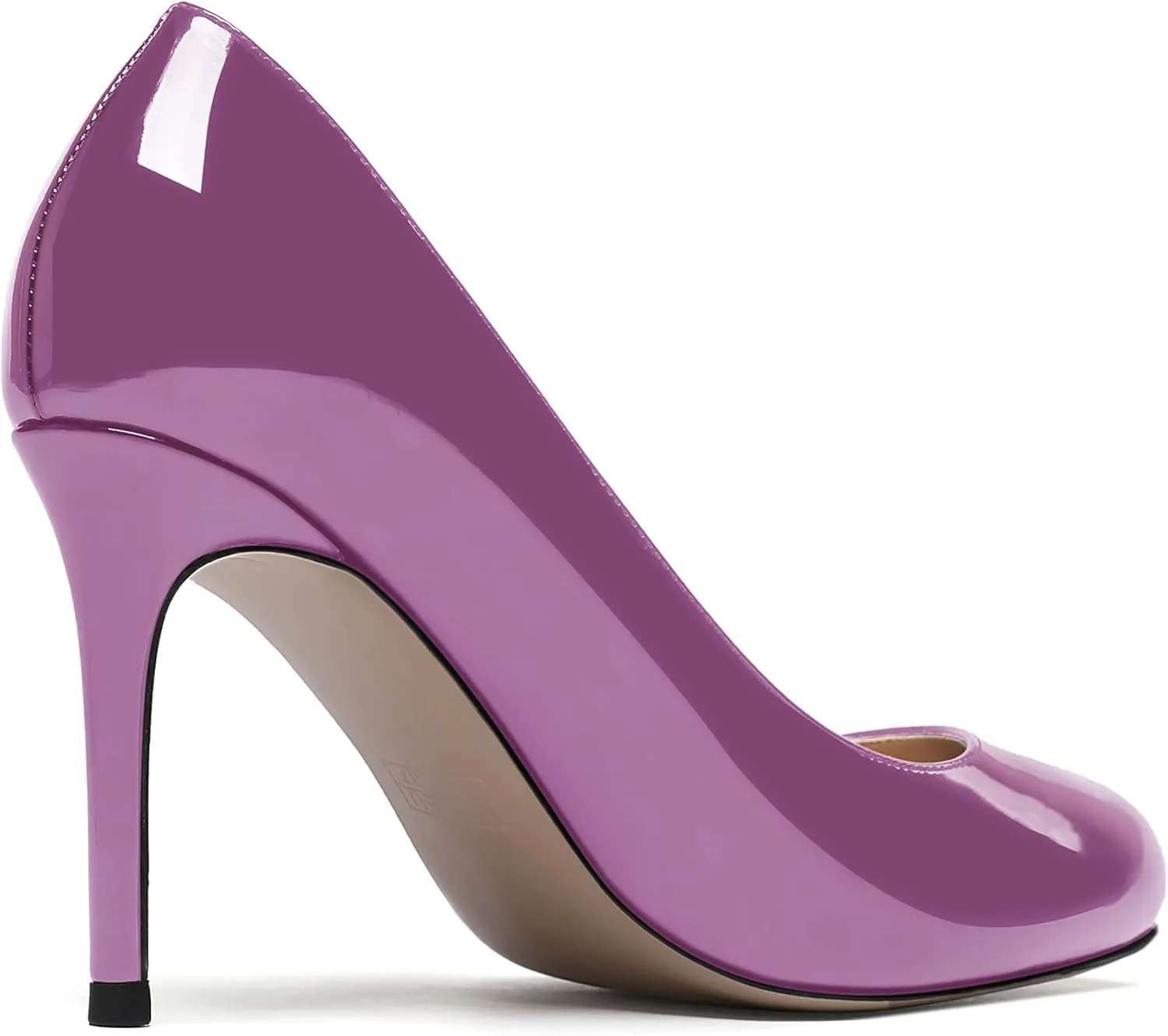 MODENCOCO Women's Round Toe Patent Leather Slip On Stiletto High Heel Pumps Wedding Dress Shoes 3.5 Inch