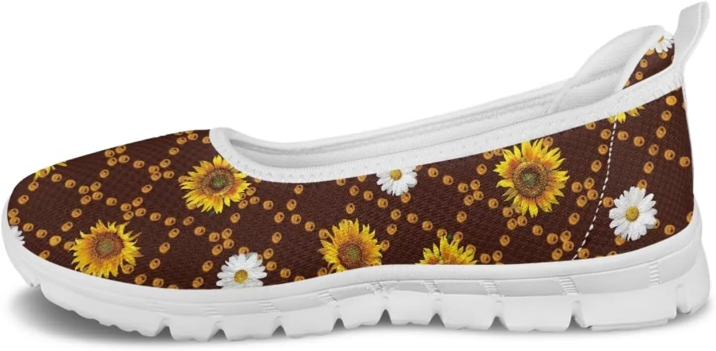 Modysero Flats for Women Slip On Flat Shoes Summer Breathable Round Toe Mesh Flats for Women Dressy Walking Shoes Low Wedge