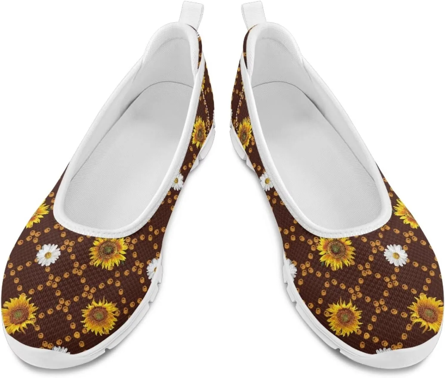 Modysero Flats for Women Slip On Flat Shoes Summer Breathable Round Toe Mesh Flats for Women Dressy Walking Shoes Low Wedge