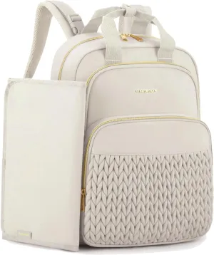mommore Diaper Bag Backpack Large Baby Bag for Boys Girls Quilted Travel Diaper Backpack with Changing Pad, Stroller Straps