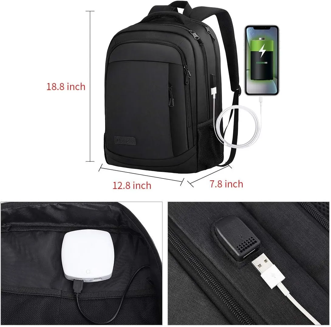Monsdle Travel Laptop Backpack Anti Theft Backpacks with USB Charging Port, Travel Business Work Bag 15.6 Inch College Computer Bag for Men Women, Black