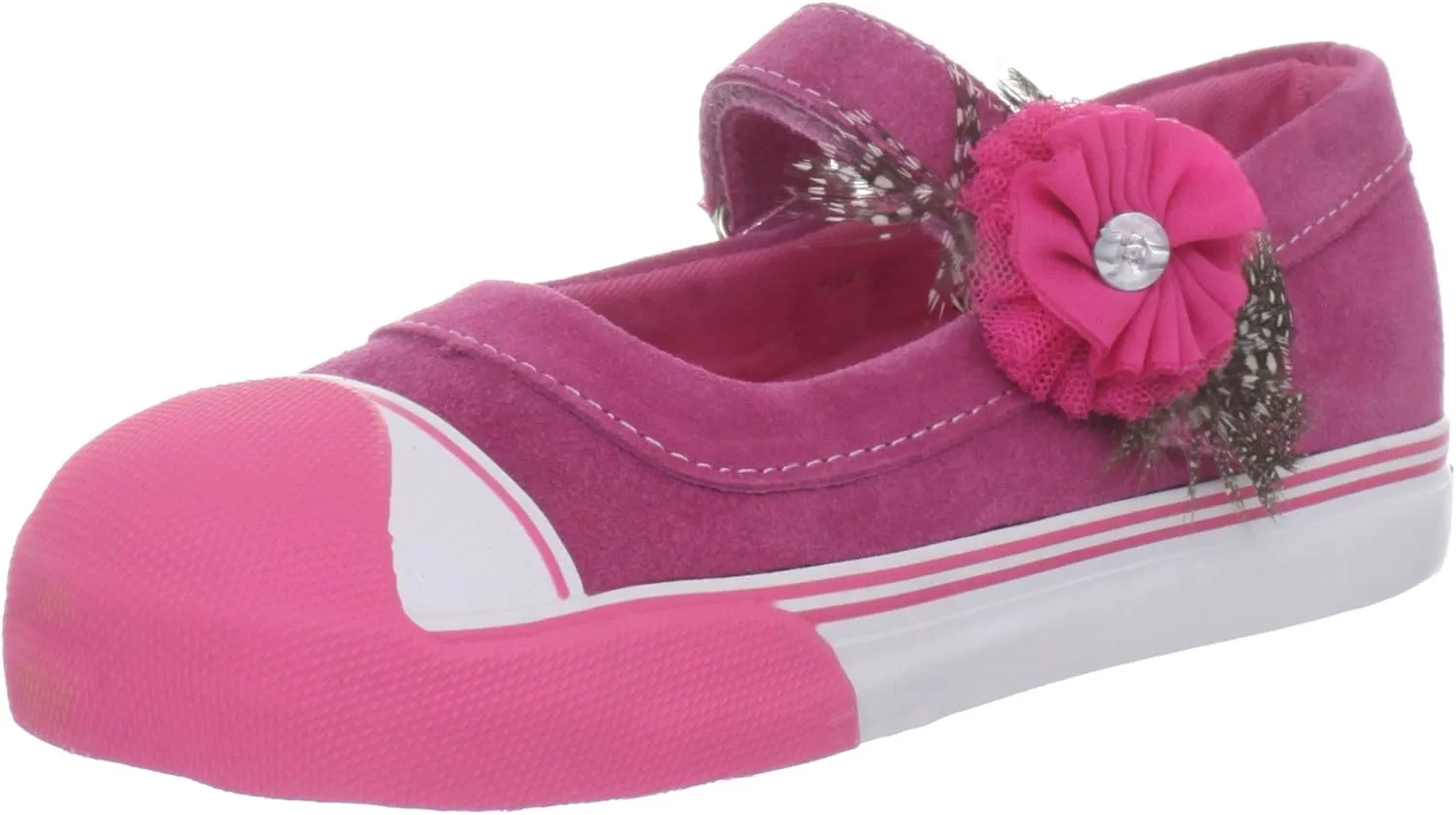 Morgan & Milo Avril MJ Feathered Floral Mary Jane Sneaker (Infant/Toddler/Little Kid)