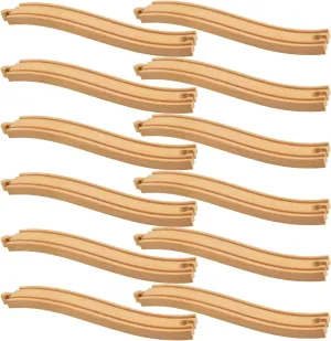 Mototo 12 Pieces Ascending Wood Train Tracks Expansion Compatible with Most Train Tracks Wood Train Track Connectors for Girls Boys Birthdays Holiday Gifts