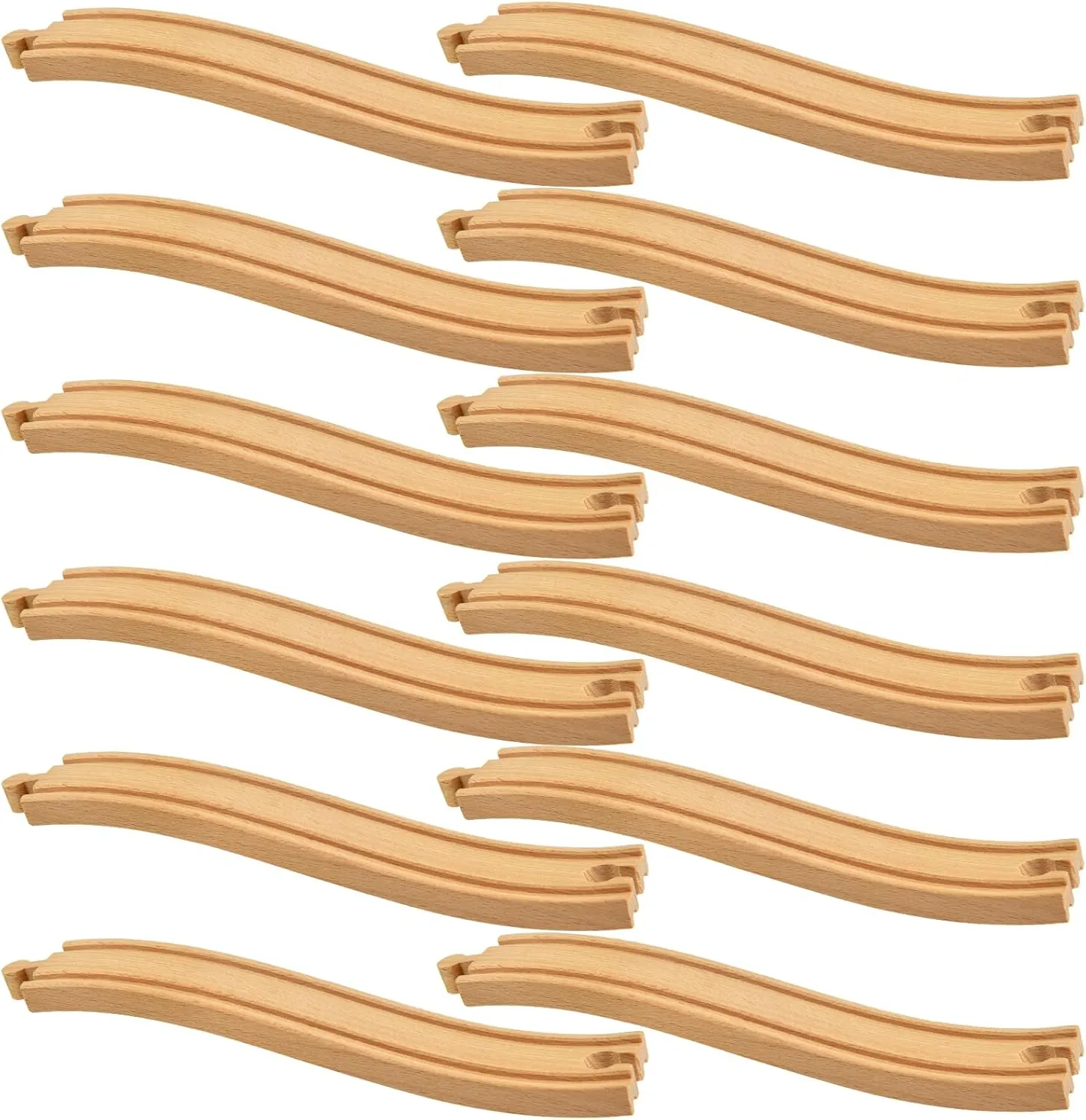 Mototo 12 Pieces Ascending Wood Train Tracks Expansion Compatible with Most Train Tracks Wood Train Track Connectors for Girls Boys Birthdays Holiday Gifts