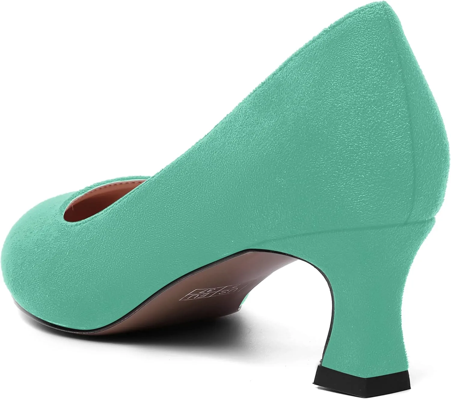 MOVINSTEPS Womens Dress Office Suede Slip On Round Toe Spool Low Heel Pumps Shoes 2 Inch