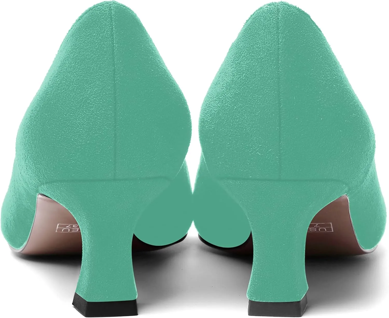 MOVINSTEPS Womens Dress Office Suede Slip On Round Toe Spool Low Heel Pumps Shoes 2 Inch