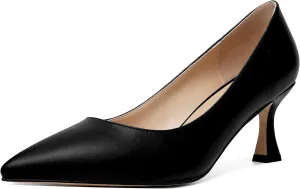 MOVINSTEPS Womens Matte Dress Slip On Pointed Toe Wedding Stiletto Mid Heel Pumps Shoes 2.5 Inch