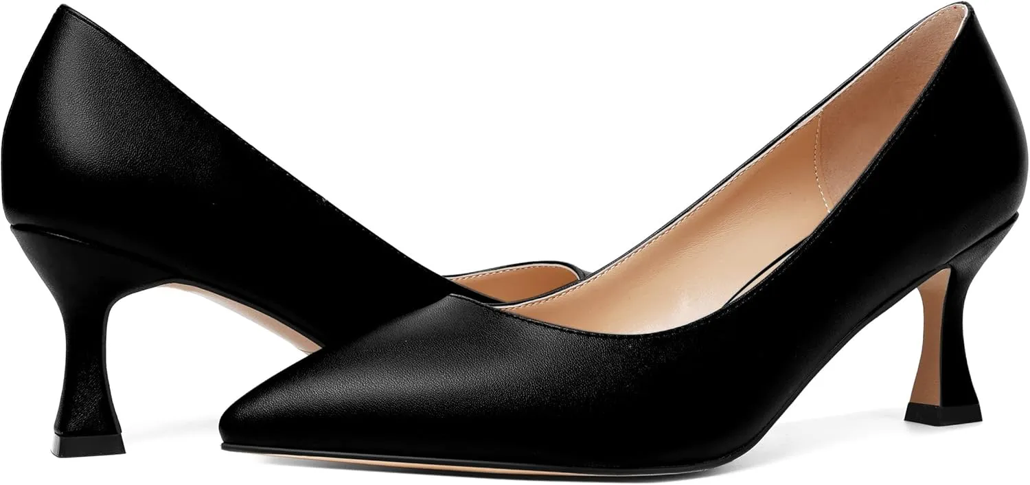 MOVINSTEPS Womens Matte Dress Slip On Pointed Toe Wedding Stiletto Mid Heel Pumps Shoes 2.5 Inch